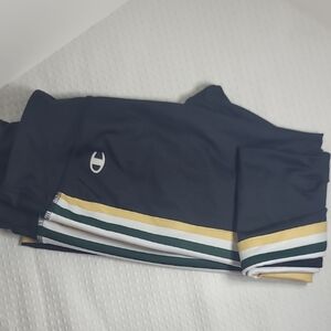 Champion Navy Sweatpants with Yellow, White & Dark Green Side Stripes